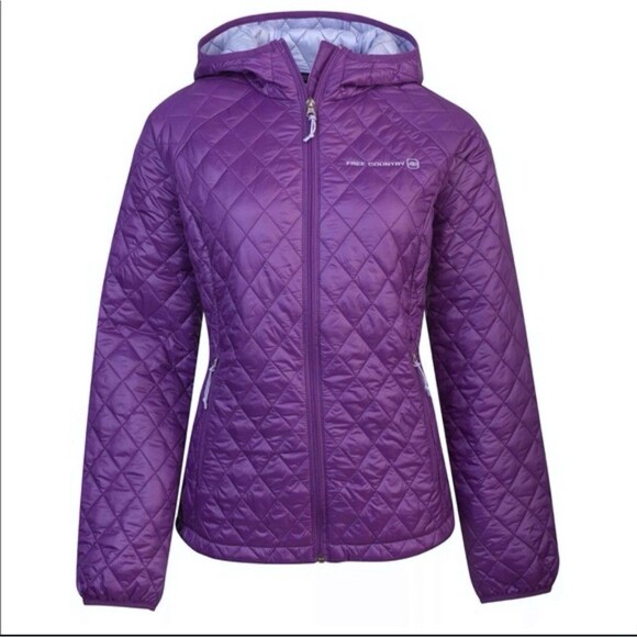Free Country Purple Quilted Hooded Jacket Women’s Small Outdoor Hiking Active - Picture 1 of 13